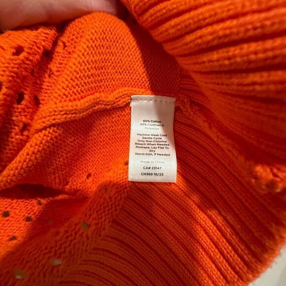 Talbots Petite Coolmaxa Snap Button Open Knit Orange Cardigan Size 3xL petite - Picture 5 of 6